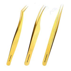 Pince à cils jaune prix de gros Options de logo personnalisé outil de précision pour les extensions de cils de beauté professionnelles - Product Image 1