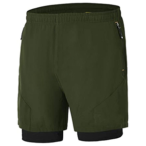 Pantalones Cortos Bermuda para Hombre, Color Verde Oliva, de Secado Rápido, Cintura Elástica con Bolsillos, Estilo Deportivo Casual, Corte Medio, Tejido de Poliéster - Product Image 2
