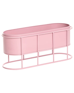 Maceta Moderna de Metal Rosa con Soporte de Hierro a Juego, Maceta Ovalada Decorativa para Interiores, Exteriores, Jardín, Hogar y Patio - Product Image 1