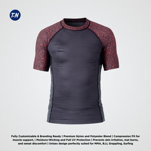 Unisex Adult Ergonomic Anti-Microbial Anti-UV Compression Rashguard Gym Wear Polyester/Spandex 220g <b>Heat</b>-Transfer Printed <b>Back</b> - Product Image 3