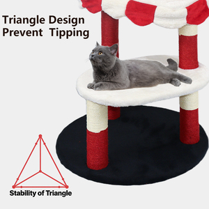 Arbre à chat moderne en sisal rouge, blanc et noir, multi-niveaux, meuble d'intérieur pour animaux de compagnie, design durable et amovible - Product Image 3