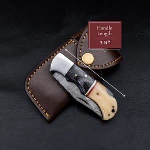 UA Supplies OEM ODM Available Industrial Grade Hunting Hot Selling Damascus Steel Straight <b>Drop</b> Point <b>Back</b> Lock Folding Knife - Product Image 5