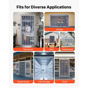 Cortina de tiras de PVC transparente de 84 de altura x 48 de ancho x 0.08 de grosor, 8 piezas, aislamiento térmico para puertas de congeladores, cámaras frigoríficas y garajes - Product Image 2