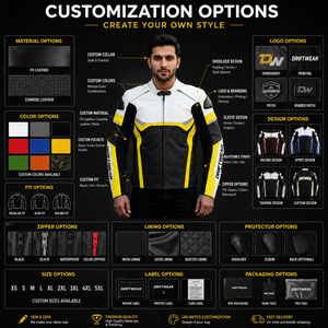 DRAFTWEAR IPEX <b>Men</b> Leather Motorcycle Jacket Full Sleeve Color Blocked Windproof Breathable Racing Wear Adult Motorbike Riding - Product Image 5