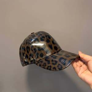 Leopard Print Genuine Leather Baseball <b>Cap</b> Adjustable 6-Panel Fashion <b>Hat</b> Unisex Spring Summer Casual Style - Product Image 4
