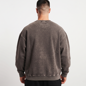 Sweat-shirt épais en coton délavé à l'acide pour hommes, coupe décontractée, vente en gros, usine OEM ODM, couleur unie - Product Image 3