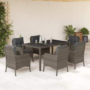 Conjunto de Comedor de Jardín de 6 Plazas en Poliratán Gris - Product Image 1