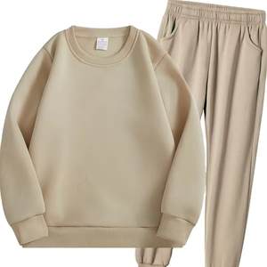 Girls' 2-Piece Fall Winter Casual Round Neck 100% Cotton Anti-Wrinkle Sweatshirt & Long Pants Set for Holidays Vacation - Product Image 1
