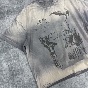 เสื้อยืดผู้ชายแขนสั้นพิมพ์ลายปราสาทมังกรแบบกอธิค ทรงโอเวอร์ไซส์ ผ้าย้อมสีแบบไท-ได คอโอ ผ้าเจอร์ซีย์คอตตอน - Product Image 4