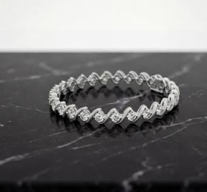 สร้อยข้อมือเงินแท้ 925 ดีไซน์คลื่นคลาสสิก ประดับเพชรแล็บโกรว์ หรูหรา ระยิบระยับ สำหรับผู้หญิง เหมาะสำหรับงานปาร์ตี้ วันครบรอบ หรือเป็นของขวัญแต่งงาน - Product Image 5
