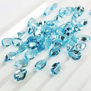 บลูโทแพซธรรมชาติทรงลูกแพร์เจียระไนแบบเหลี่ยม  ขนาดมาตรฐาน  พร้อมใบรับรอง  ไม่ผ่านการปรับแต่ง  พร้อมสำหรับการฝังในเครื่องประดับ - Product Image 5