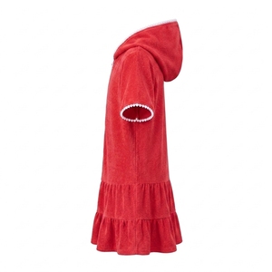 Robe de bain à capuche mignonne pour filles, 100 % polyester, sans manches, fermeture éclair sur le devant, ourlet à volants, séchage rapide, mini, pour la plage et la piscine, fournisseur de logos personnalisés - Product Image 1