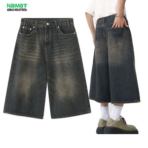 Pantalones Cortos de Mezclilla Vintage de Pierna Ancha para Hombre, Estilo Urbano Hip Hop, Holgados hasta la Rodilla, Vaqueros Sueltos, Jorts de Skater - Product Image 1