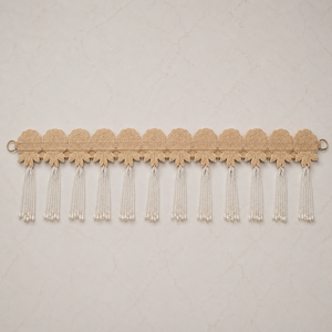 Handmade Pearl Flower Door Toran Beaded <b>Rose</b> Tassel Hanging Jute Wall Garland Wedding Home Entrance Decor - Product Image 3