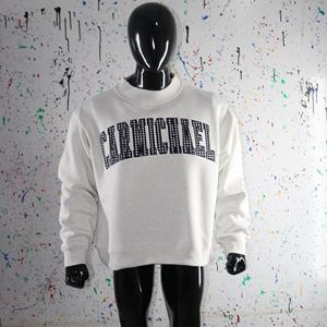 CARMICANAEL WHITE <b>Mock</b> <b>Neck</b> Sweatshirt 100% Applique Embroidery wide <b>neck</b> Sweatshirt Finer Threads - Product Image 3
