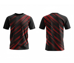Camiseta de Fútbol para Hombre, Negra con Rayas Azules, Manga Corta, Absorbe la Humedad, Corte Atlético, Estampado Sublimado - Product Image 3