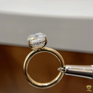 Elegant Emerald Cut Diamond Engagement <b>Ring</b> In Yellow Gold <b>Solitaire</b> Setting With Timeless Minimalist Bridal Style - Product Image 6