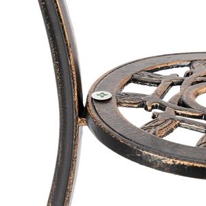 Set Bistrot Tulip in Alluminio Pressofuso Stile Europeo, 3 Pezzi, Tavolo e Sedie in Bronzo per Uso Esterno in Giardino - Product Image 4