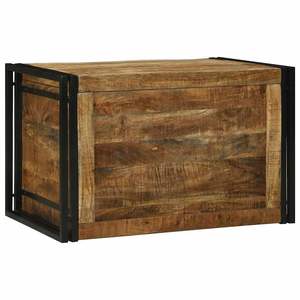 Caja de Almacenamiento Decorativa de Madera de Mango Rústica, 31.50 x 19.69 x 19.69 pulgadas - Product Image 1