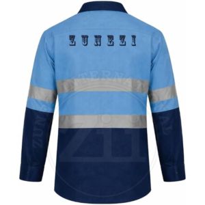 Camisa de Seguridad Reflectante de Manga Larga para Hombre ZI, Corte Regular, Ropa de Trabajo para Fábrica/Taller, Franjas Azules y Blancas, Algodón Ignífugo FR - Product Image 4