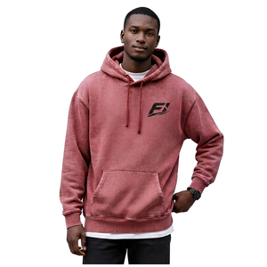 Unisex Washed Oversized Pullover <b>Hoodie</b> Drop Shoulder Casual Streetwear Fashion Custom <b>Plain</b> Dyed Embroidered Polyester/Cotton - Product Image 1