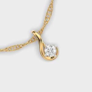 Pendentif classique en or jaune avec moissanite, taille brillant rond, sertissage griffe, forme goutte d'eau, bijou pour femme - Product Image 1