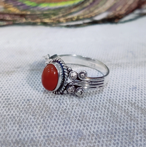 Anillo Midi Boho de Cornalina, Plata 925, Hecho a Mano, Anillo Delicado con Piedra Preciosa, Regalo para Ella - Product Image 2