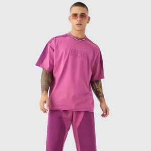 เสื้อยืดโอเวอร์ไซส์ทรงบ็อกซี่ แขนสั้น ปักลาย ผ้าคอตตอนหนา สไตล์ลำลอง สตรีทแวร์ ทรงหลวมสำหรับผู้ชาย - Product Image 1