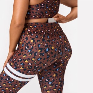 Leggings de Yoga con Estampado de Leopardo, Cintura Alta, Compresión Elástica, Transpirables, de Algodón/Fibra de Bambú, Largura hasta el Tobillo, con Franja Lateral - Product Image 5