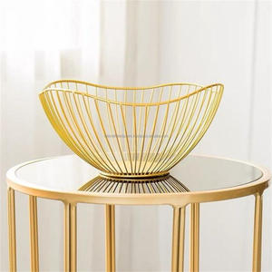 Wholesale Quality <b>Gold</b> Finished Wire <b>Basket</b> Best Selling Reusable Kitchenware Fruit <b>Basket</b> <b>Storage</b> Wire Bowl for Home Decoration - Product Image 1