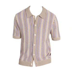 Camisa Casual de Manga Corta para Hombre, Tejida a Rayas, 100% Algodón, Transpirable, Ecológica, con Cuello Camisero, para Verano, Exportación desde BD - Product Image 3