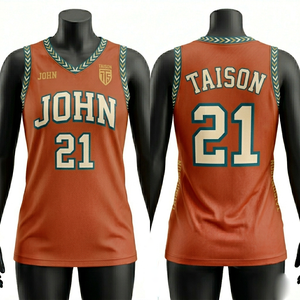 Maillot de basket-ball pour femmes, qualité supérieure, 180 GSM, maille polyester respirante, design à panneaux orange et turquoise, logo personnalisé par sublimation, uniforme - Product Image 1