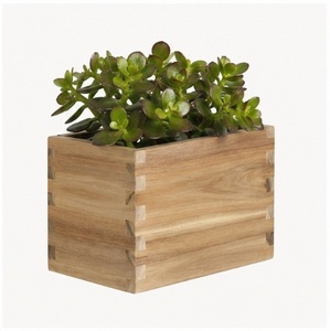 Jardinière rectangulaire en bois d'acacia sur mesure, pot à fleurs en bois massif naturel avec boîte pour la décoration intérieure et extérieure du jardin - Product Image 1