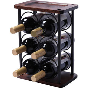 Elegante Estante Metálico para 6 Botellas de Vino con Asa de Madera, Diseño Moderno, Ahorro de Espacio, para Cocina, Bar y Armario - Product Image 4
