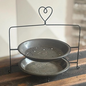 Étagère de rangement vintage à 2 niveaux en métal noir, faite à la main, pour organiser les vaisselle et les bols de cuisine, support de haute qualité - Product Image 2