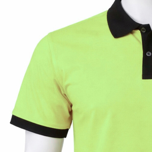 Polo piqué pour homme avec logo personnalisé, col et poignets contrastés, manches courtes, design bicolore personnalisé, vêtement décontracté pour homme - Product Image 2