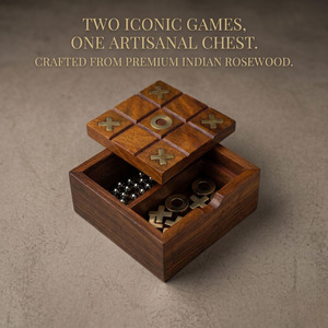 Élégant plateau de jeu solitaire en bois de rose indien, design carré traditionnel, durable, pour table d'intérieur, décoration de la maison, utilisation en salle d'étude - Product Image 3