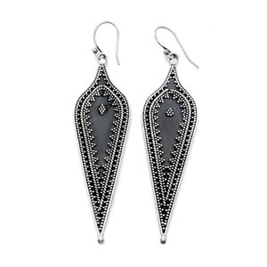 Pendientes Largos de Plata de Ley 925 con Baño de Rodio, Oxidados, Hechos a Mano, Estilo Tribal Bohemio Vintage, Regalo para Mujer - Product Image 1