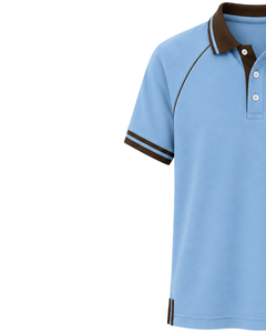 Camiseta Polo Personalizada para Hombre en Azul Cielo y Marrón Chocolate, Ropa Deportiva Informal Personalizada, Polo Transpirable de Manga Corta en Mezcla de Algodón - Product Image 3