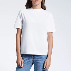 เสื้อยืดคอกลมสีขาวสำหรับผู้หญิง ผ้าฝ้าย 100% ทรงปกติ แขนสั้น สไตล์ลำลอง ใส่ได้ทุกฤดู ระบายอากาศได้ดี ผ้าฟลีซ แห้งเร็ว - Product Image 1