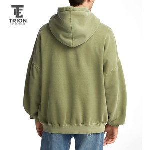 Sweat à capuche délavé pour homme, manches classiques, couleur unie, style décontracté, avec broderie de logo personnalisée et impression numérique - Product Image 2