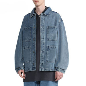 Chaqueta vaquera para hombre al por mayor, con estampado gráfico, denim sin rematar, corte relajado, para marcas de ropa, producción personalizada a granel - Product Image 3