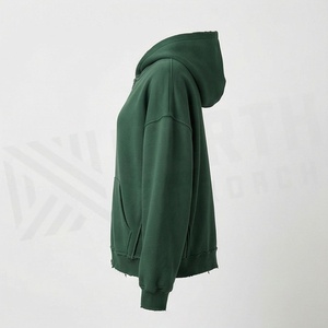 Sudadera con capucha de felpa francesa transpirable con cremallera, lavado ácido resistente al desgaste solar, anti-bolitas, talla grande, para mujer, ropa premium - Product Image 3