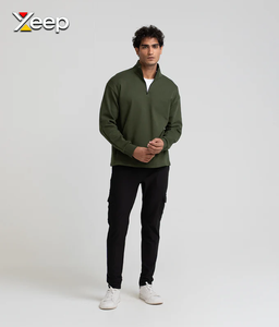 Camiseta de Manga Larga Personalizada XEEP para Hombre, Jersey Sólido de Poliéster/Algodón, Bordado, Cierre Frontal con Cremallera, 180 Gramos, Alta Calidad, OEM - Product Image 2