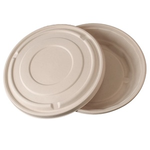 Biodegradable Diamond Shape Bowl Bagasse Pulp Eco Packaging Solution 24oz Compostable Disposable Takeaway Food Bowls <b>Lid</b> Modern - Product Image 4