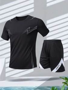 Ensemble de survêtement pour homme à séchage rapide, respirant, t-shirt et short de sport, tenue de course et de gym personnalisée - Product Image 2
