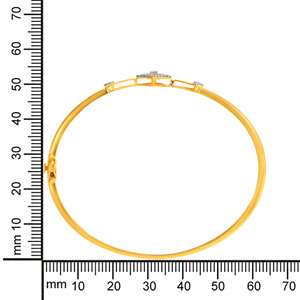 Elegant 18K Yellow Gold Geometric Diamond <b>Bangle</b> <b>Bracelet</b> for Women | Square Shape Minimalist Openwork Gold Kada | Lightweight D - Product Image 3