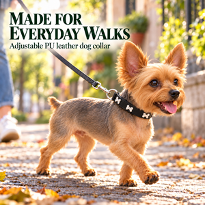 Collier pour chien réglable en cuir PU avec clous en métal, boucle à ardillon et anneau en D, S-XL - Product Image 4