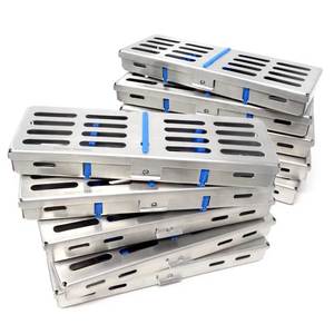 10 Cajas de Acero Inoxidable para Esterilización en Autoclave Dental Alemán, para 5 Instrumentos Quirúrgicos, Duraderas - Product Image 1