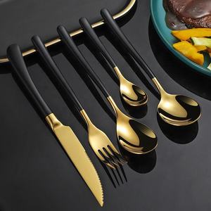 Vaisselle dorée en gros pour restaurants, couverts en acier inoxydable, cuillères, fourchettes, couteaux, ensemble de couverts dorés pour mariage, pour toutes les occasions - Product Image 4